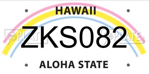 ZKS082 Hawaii License Plate