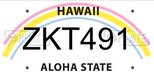 ZKT491 Hawaii License Plate