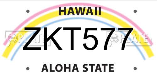 ZKT577 Hawaii License Plate