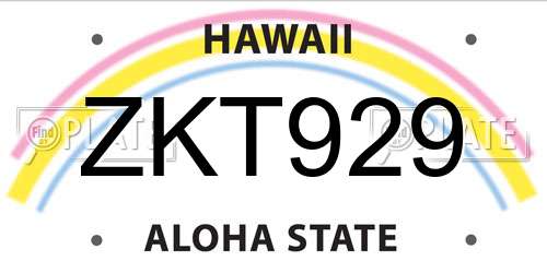 ZKT929 Hawaii License Plate