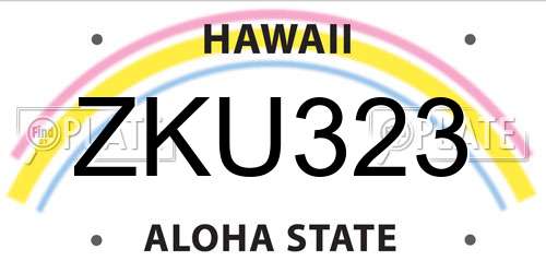 ZKU323 Hawaii License Plate