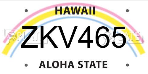 ZKV465 Hawaii License Plate