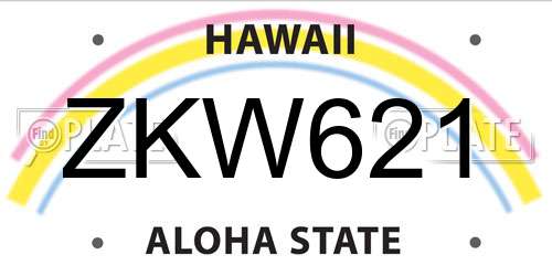 ZKW621 Hawaii License Plate