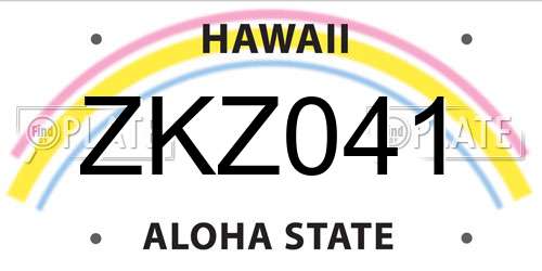 ZKZ041 Hawaii License Plate