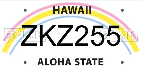 ZKZ255 Hawaii License Plate
