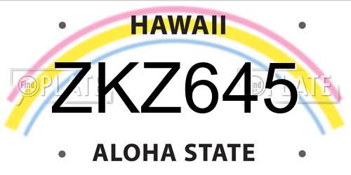 ZKZ645 Hawaii License Plate