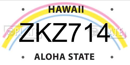 ZKZ714 Hawaii License Plate