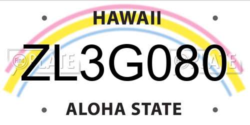 ZL3G080 Hawaii License Plate