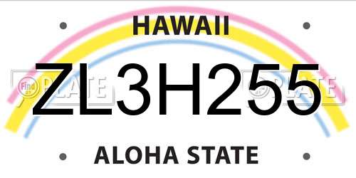 ZL3H255 Hawaii License Plate