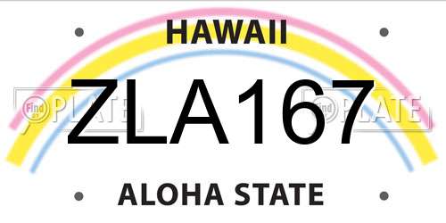 ZLA167 Hawaii License Plate