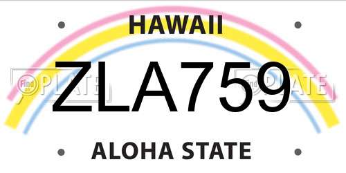 ZLA759 Hawaii License Plate