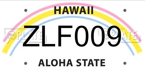 ZLF009 Hawaii License Plate