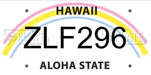 ZLF296 Hawaii License Plate