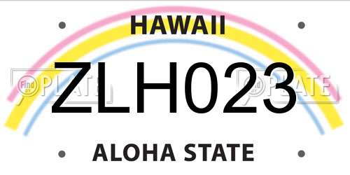 ZLH023 Hawaii License Plate