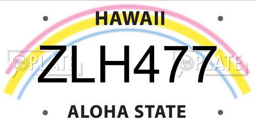 ZLH477 Hawaii License Plate