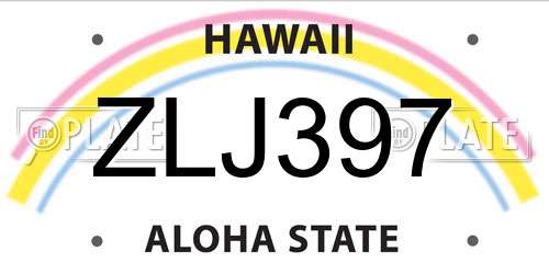 ZLJ397 Hawaii License Plate
