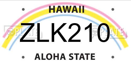 ZLK210 Hawaii License Plate