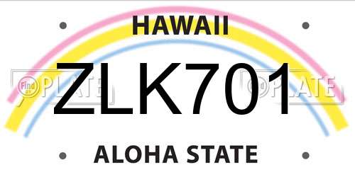 ZLK701 Hawaii License Plate