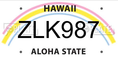 ZLK987 Hawaii License Plate
