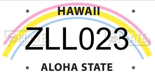 ZLL023 Hawaii License Plate