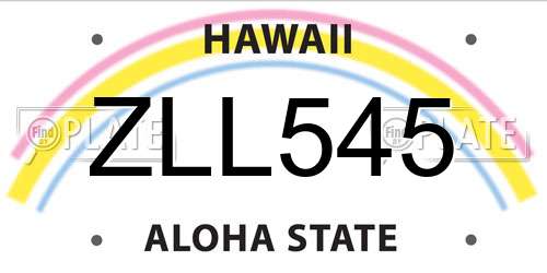 ZLL545 Hawaii License Plate