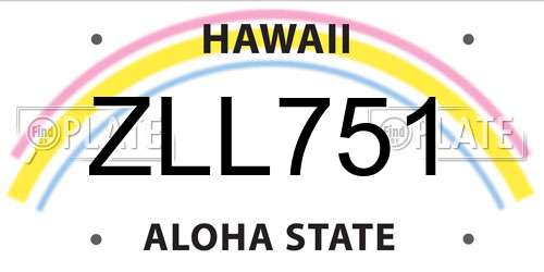 ZLL751 Hawaii License Plate