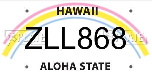 ZLL868 Hawaii License Plate