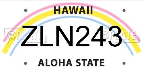 ZLN243 Hawaii License Plate