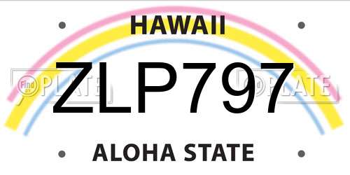 ZLP797 Hawaii License Plate