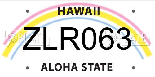 ZLR063 Hawaii License Plate