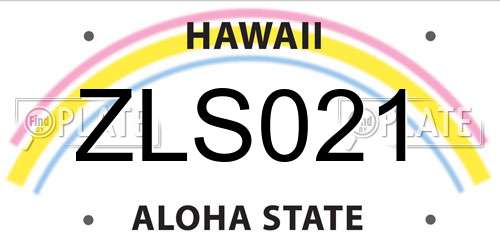 ZLS021 Hawaii License Plate