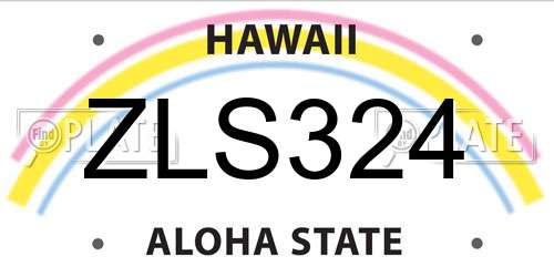 ZLS324 Hawaii License Plate