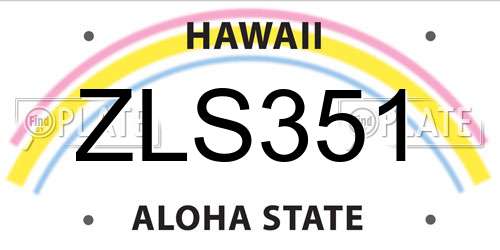 ZLS351 Hawaii License Plate