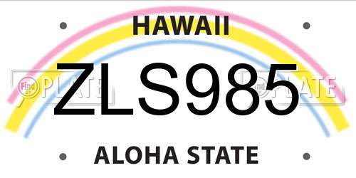 ZLS985 Hawaii License Plate
