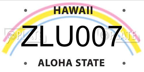 ZLU007 Hawaii License Plate