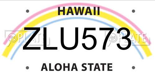 ZLU573 Hawaii License Plate