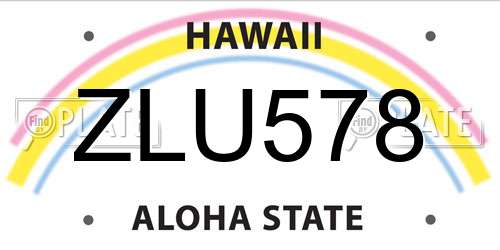 ZLU578 Hawaii License Plate