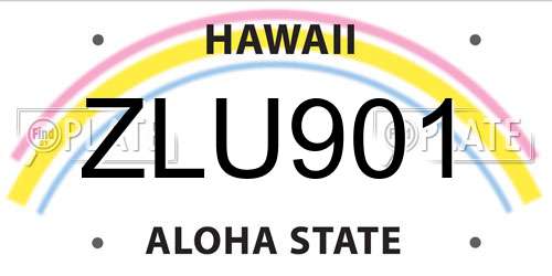 ZLU901 Hawaii License Plate