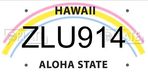 ZLU914 Hawaii License Plate