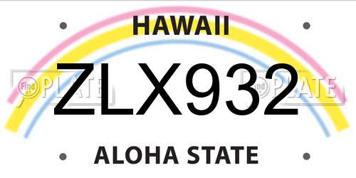 ZLX932 Hawaii License Plate