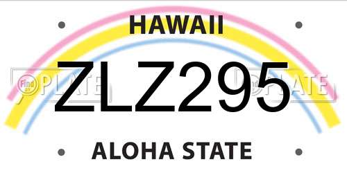 ZLZ295 Hawaii License Plate
