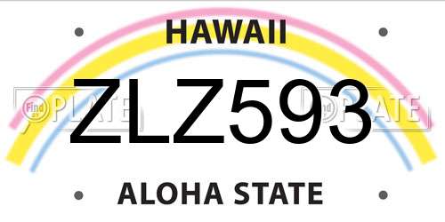 ZLZ593 Hawaii License Plate