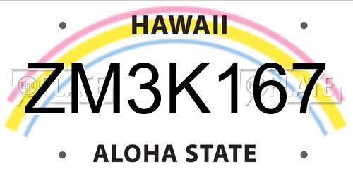 ZM3K167 Hawaii License Plate