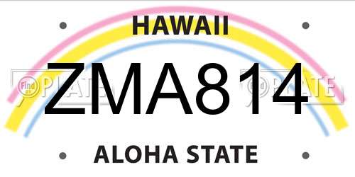 ZMA814 Hawaii License Plate