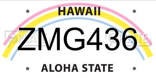ZMG436 Hawaii License Plate