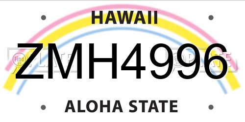 ZMH4996 Hawaii License Plate