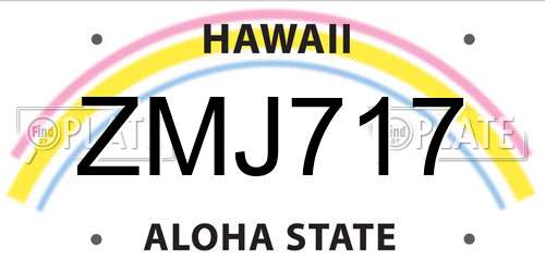 ZMJ717 Hawaii License Plate