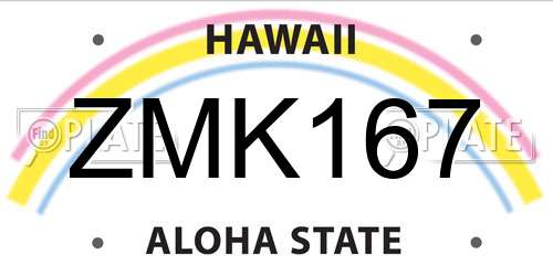 ZMK167 Hawaii License Plate