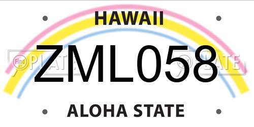 ZML058 Hawaii License Plate