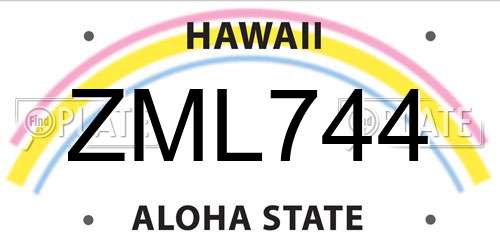 ZML744 Hawaii License Plate